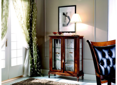 Designer Nicht Vitrine Holz Braun Anrichte Glas Türen Luxus Italienische Möbel