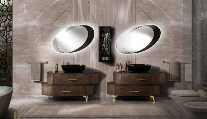 Badezimmer Waschbecken Wasserhahn Badmöbel Italy Stil Becken Badezimmer neu Set