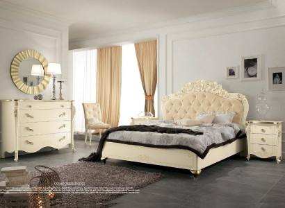 Bett Beige Holzbett Schlafzimmer Design Betten Italienische Art déco Italien Neu