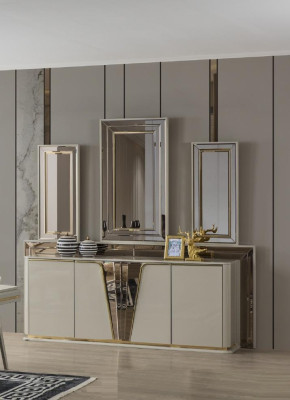 Sideboard Kommode Wohnzimmer Holz Modern Beige Luxus Schränke Design