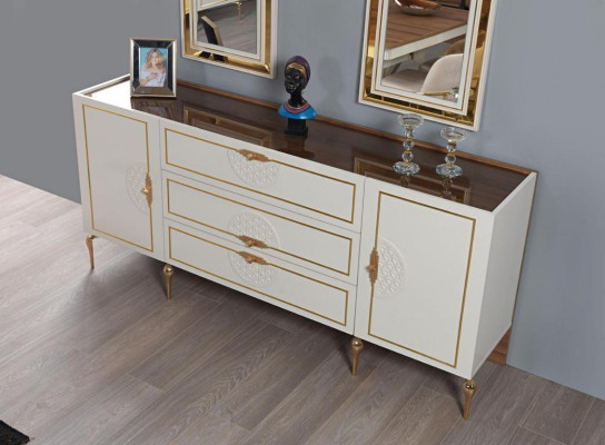 Esszimmer Set Garnitur Tisch 4x Stühle Anrichte 2x Spiegel Wohnwand 11tlg.