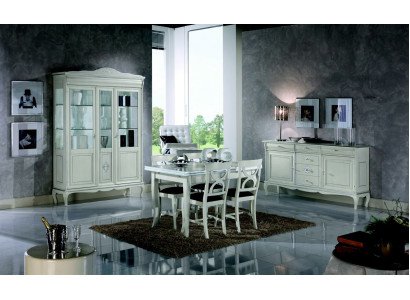 Design Esszimmer Set Garnitur 7tlg Holz Möbel Kommode 4x Stuhl Tisch Vitrine Neu