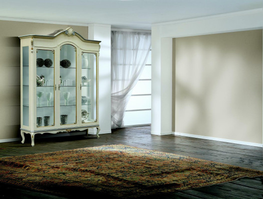 Design Italienische Luxus Holz Möbel Barock Schrank Vitrine Weiß Wohnzimmer xxl Neu