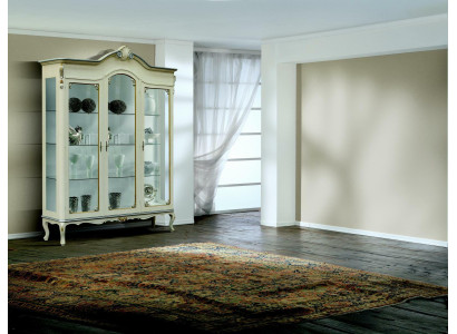 Design Italienische Luxus Holz Möbel Barock Schrank Vitrine Weiß Wohnzimmer xxl Neu