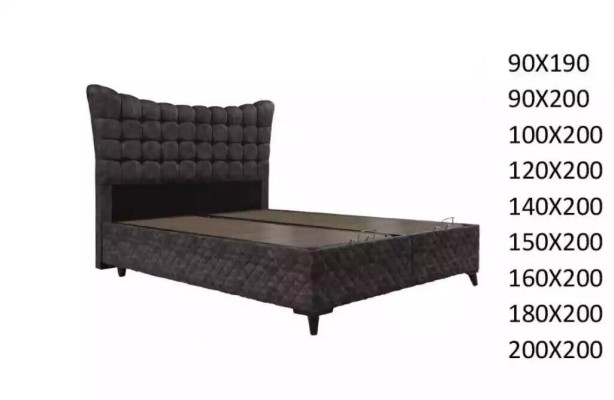 Bett Boxspring Betten Luxus Doppelbett inkls. Matratze mit Caro Muster Grau