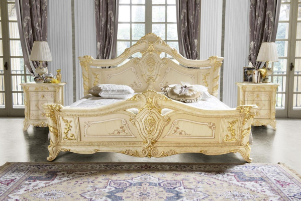 Schlafzimmer Set Design Art déco Luxus Betten Bett Nachttisch 3 tlg.
