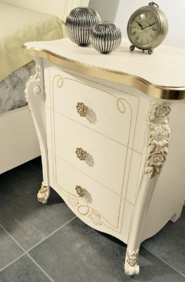 Schlafzimmer Set Beige Schlafzimmer Bett Nachttisch Kommode Spiegel Stuhl 6tlg.