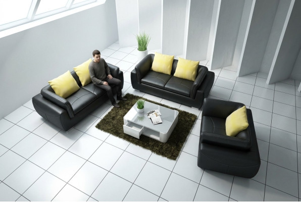 Ledersofa Couch Wohnlandschaft 3+2+1 Sitzer Garnitur Design Modern Sofa F_3014D