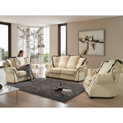 Polster Sofas Leder Sitz  XXL Big 3 Sitzer Sofa Couch Design Couchen