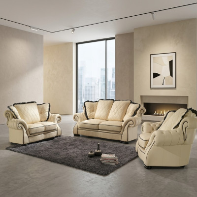 Polster Sofas Leder Sitz  XXL Big 3 Sitzer Sofa Couch Design Couchen