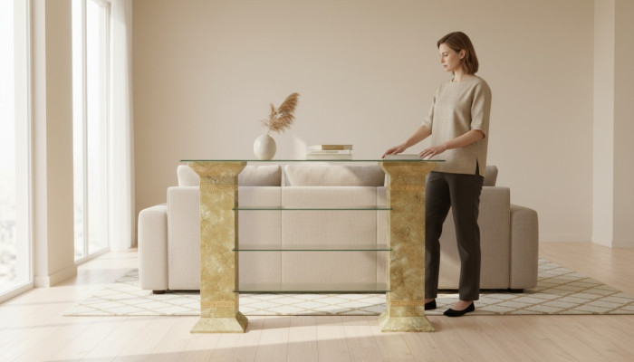 Klassische RTV Sideboard Fernseh Tisch Tische Tv Board Medusa Regal Vitrine 1866