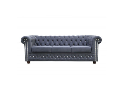 Chesterfield Sofagarnitur Sofa Polster Kristallsteine Leder Garnituren 3+2 Couch