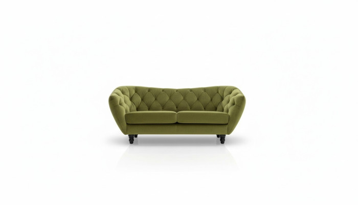 Dreisitzer Sofa mit luxuriöser Chesterfield-Rückenlehne in einem eleganten Grünton 