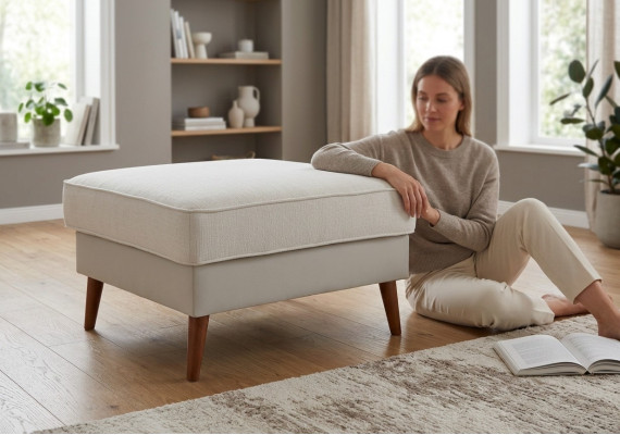 XXL Club Fußhocker Lounge Hocker Ottomane Pufa Leder Textil Dekor Ottoman