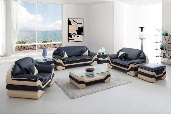 Klassische Couch Polster Sofagarnitur 3+2+1 Komplett Set Leder Sofas