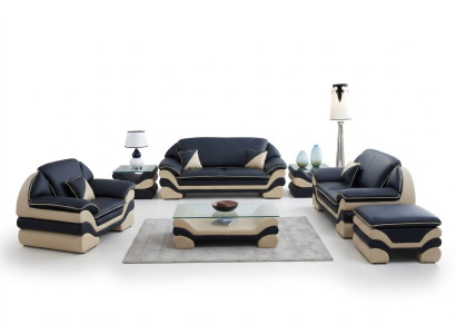 Klassische Couch Polster Sofagarnitur 3+2+1 Komplett Set Leder Sofas