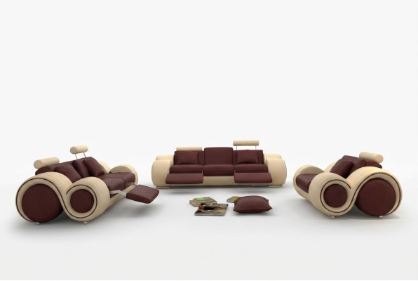 Design Wohnzimmer Polster Set Sofagarnitur Leder Couch Sitz Garnituren