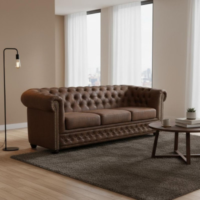 Chesterfield York Gobi 3 Sitzer Leder Couch Polster Sofas Couchen Neu