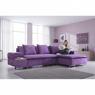 Design Ecksofa Sofa L-form Bettfunktion Couch Polster Sitz Eck Sofas Textil Neu