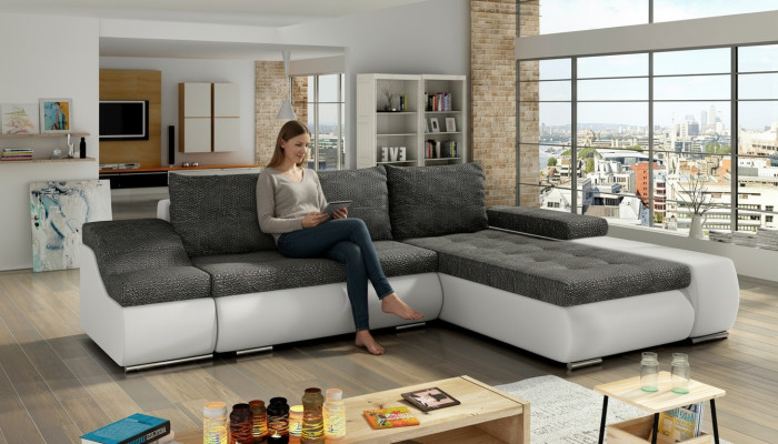 Design Ecksofa Schlafsofa Bettfunktion Couch Leder Textil Polster Sofas Neu 8850