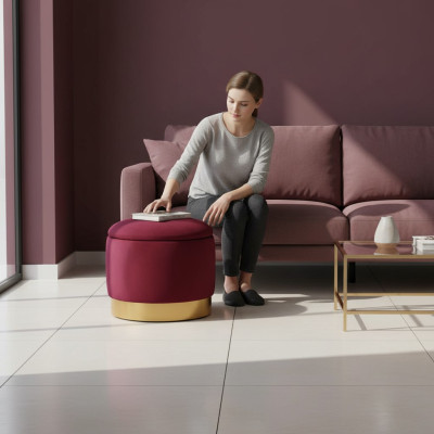 Pouf Fußhocker Rund Hocker Polsterhocker Sitzhocker Badhocker Hocker Truhe Bank