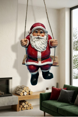 Design Weihnachtsmann auf Schaukel Garten Statue Skulptur Figuren Skulpturen Neu