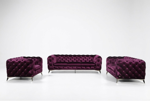 Sofa Chesterfield Polster Couch XXL Big Garnitur Textil 2+1+1 designer