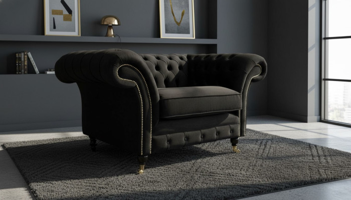 Chesterfield Sessel Fernseh Couch 1 Sitzer Sofa Textil Stoff Couchen Polster #5