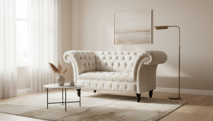 Chesterfield Sessel Fernseh Couch 1 Sitzer Sofa Textil Stoff Couchen Polster #4