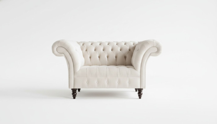 Chesterfield Sessel Fernseh Couch 1 Sitzer Sofa Textil Stoff Couchen Polster #4