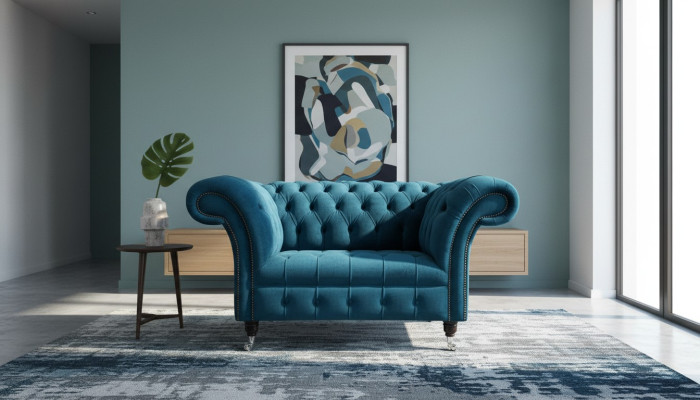 Chesterfield Sessel Fernseh Couch 1 Sitzer Sofa Textil Stoff Couchen Polster 131