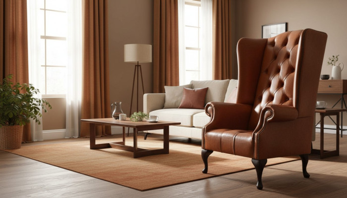 Luxus Ohrensessel Sessel 1 Sitzer Sofa Couch Leder Textil Polster Chesterfield