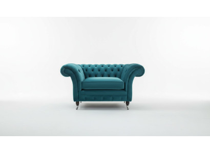 Chesterfield Sessel Fernseh Couch 1 Sitzer Sofa Textil Stoff Couchen Polster 136