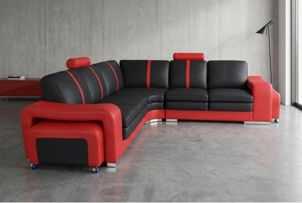 Eck Sofa Couch Polster Eck Sitz Leder Garnitur Wohnlandschaft Beleuchtet L Form