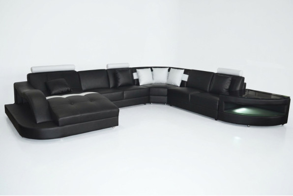 Leder Sofas Wohnlandschaft Eck Garnitur Design Modern Sofa U-Form + Tisch