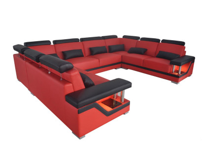 Ledersofa Couch Wohnlandschaft Eck Garnitur Design Modern Sofa U-Form Neu L6002