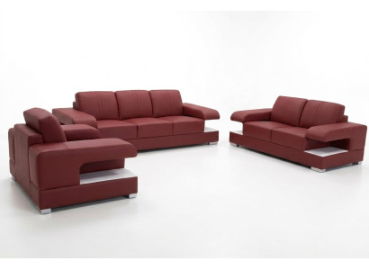 Ledersofa Couch Wohnlandschaft Garnitur Design Modern Sofagarnitur 3+2+1 G8028D