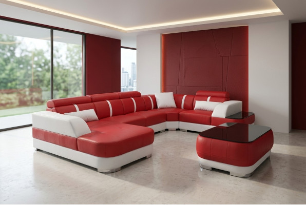 Design Eck Couch Sitz Leder Polster Ecke Garnitur Wohnlandschaft Sofas Neu Sofa