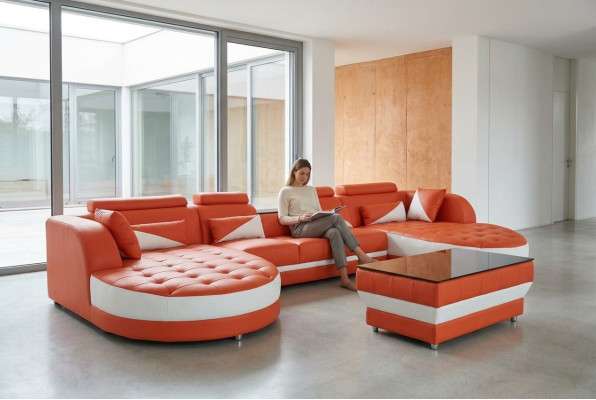 Leder Eck Sofa Eck Wohnlandschaft Garnitur Design Modern Couch Sofas UForm G8018