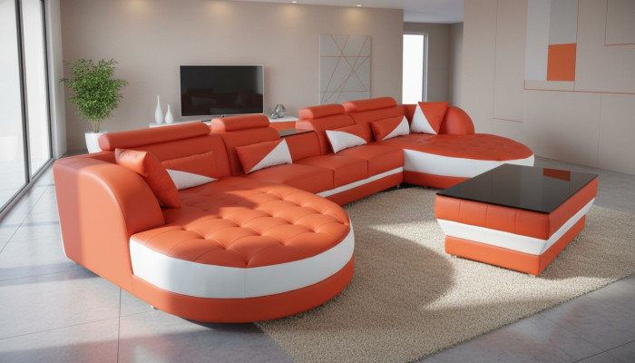 Leder Eck Sofa Eck Wohnlandschaft Garnitur Design Modern Couch Sofas UForm G8018