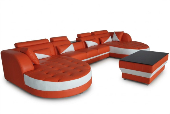 Leder Eck Sofa Eck Wohnlandschaft Garnitur Design Modern Couch Sofas UForm G8018