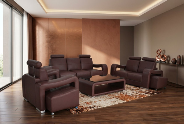 3+2+1 Garnitur Leder Sofa Couch Polster Couchen Sofas Luxus Neu Wohnlandschaft