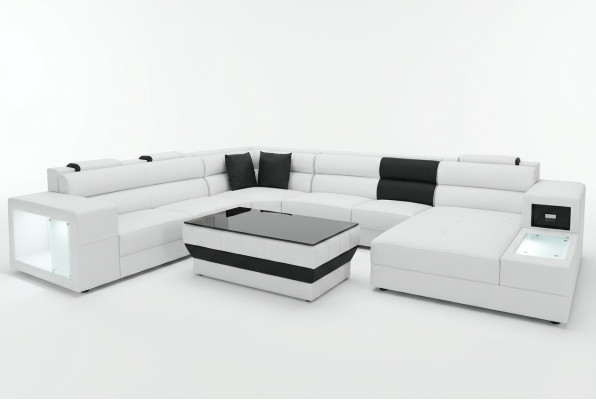 Ecke Leder Modern XXL Couch Wohnlandschaft Ledersofa Sofa U-Form B2006