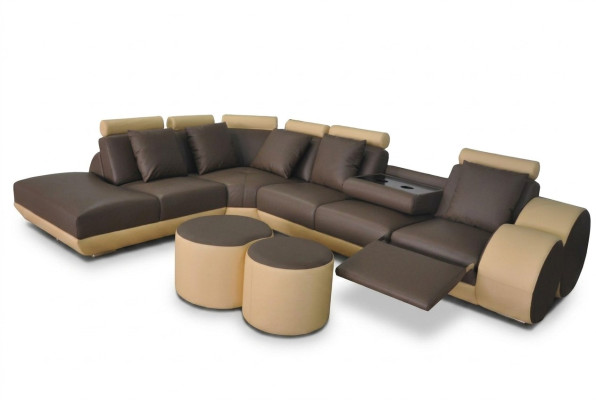 XXL Couch Big Eck Sofa Leder Eck Garnitur Ecke Landschaft Polster L Form