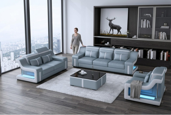 Leder Wohnzimmer Garnituren Couch Set Sofas Couchen Sofagarnitur