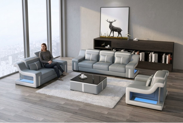 Dreisitzer Designer Sofa Couch 3 Sitz Polster Leder Couchen Big Sofas