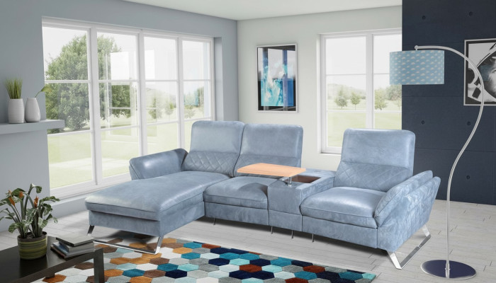Heim Kino Sofa Couch Polster Leder Couchen Sofas Eck Garnitur Relax Fußstützen