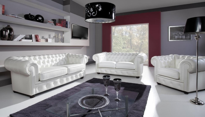 Klassische Chesterfield Couch 3+1 Sitzer Set Sofa Garnitur Samt Garnituren