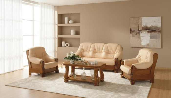 Sofagarnitur Ledersofa Männer Club Sofa Couch Polster Sitz 3+1+1 Komplett