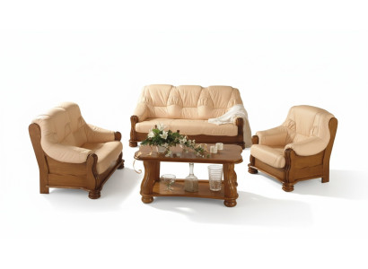 Sofagarnitur Ledersofa Männer Club Sofa Couch Polster Sitz 3+1+1 Komplett
